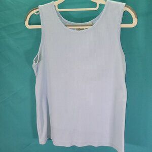 Classic Elements Light Blue Ribbed Tank Top S Cotton/Polyester